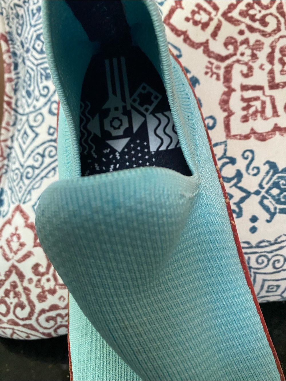 Light Blue Slip-On Knit Women's walking city shoe. - Picture 5 of 6